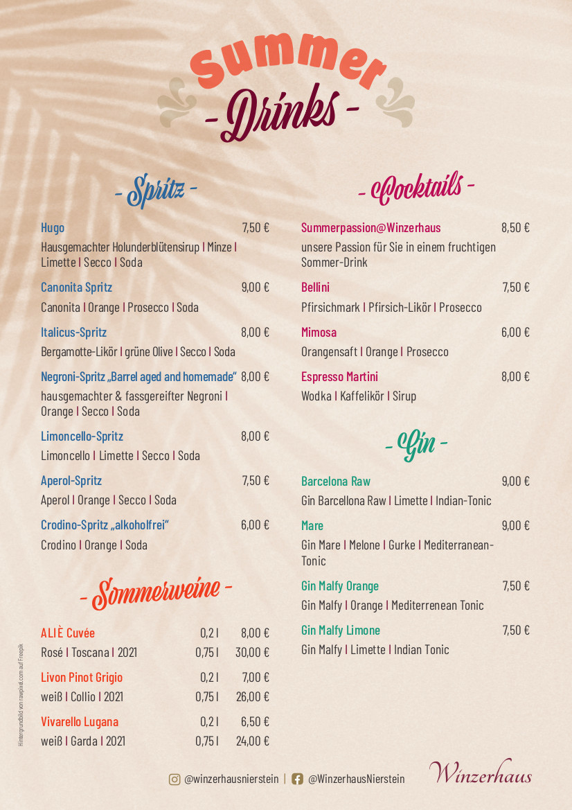 Winzerhaus Summerdrinks